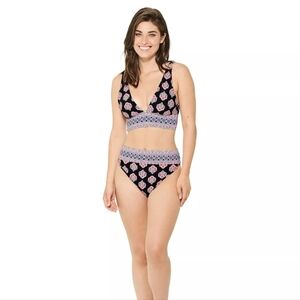 Floral Bikini Set with Blue Accents